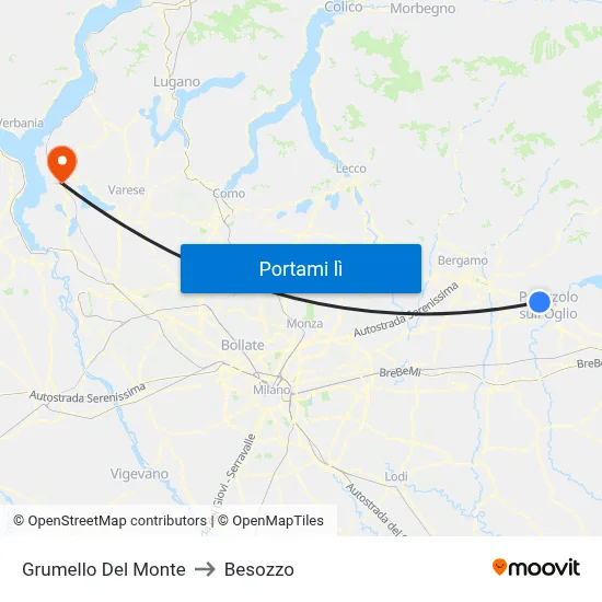 Grumello Del Monte to Besozzo map