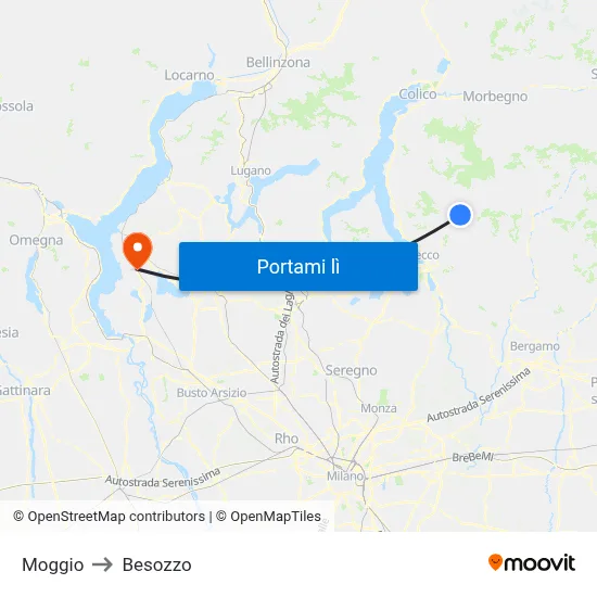 Moggio to Besozzo map