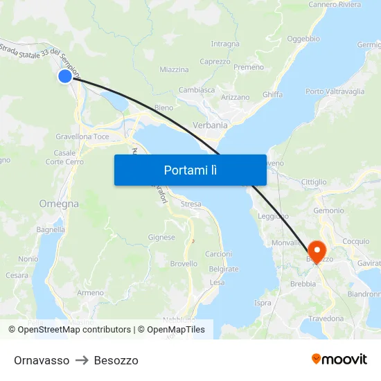 Ornavasso to Besozzo map