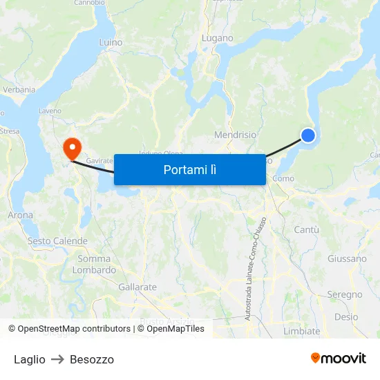 Laglio to Besozzo map