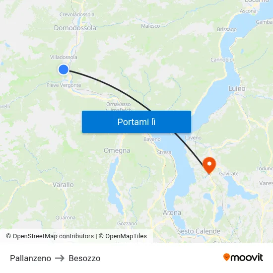 Pallanzeno to Besozzo map