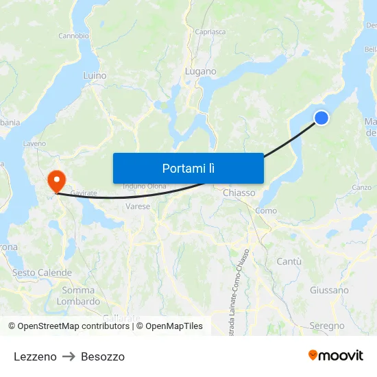 Lezzeno to Besozzo map