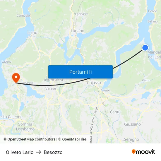 Oliveto Lario to Besozzo map