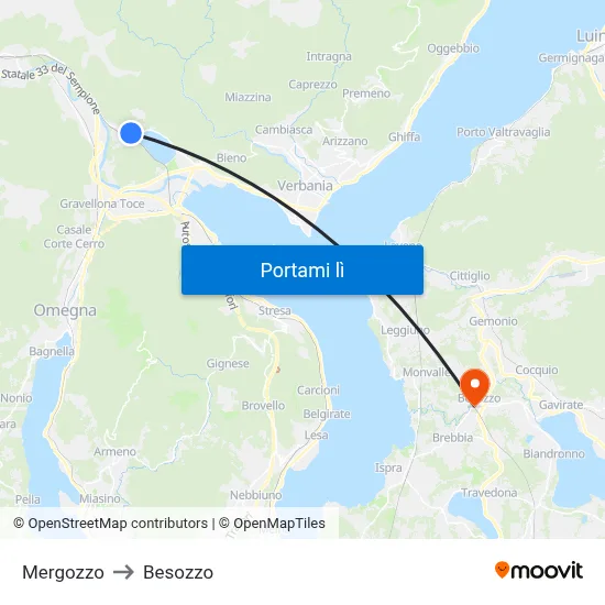 Mergozzo to Besozzo map