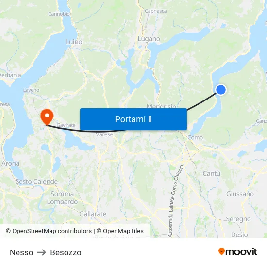 Nesso to Besozzo map