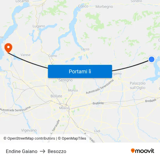 Endine Gaiano to Besozzo map