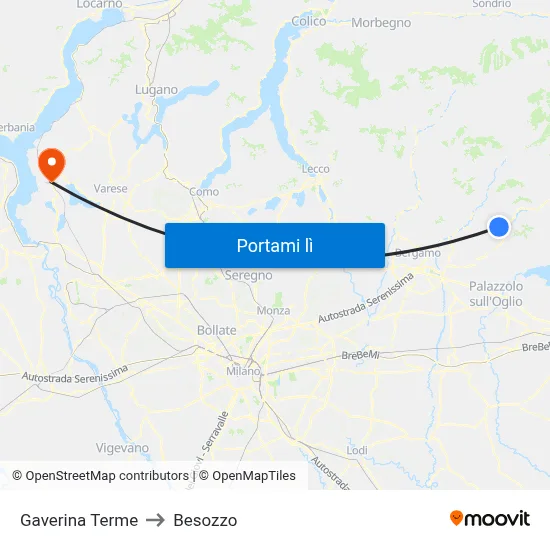 Gaverina Terme to Besozzo map