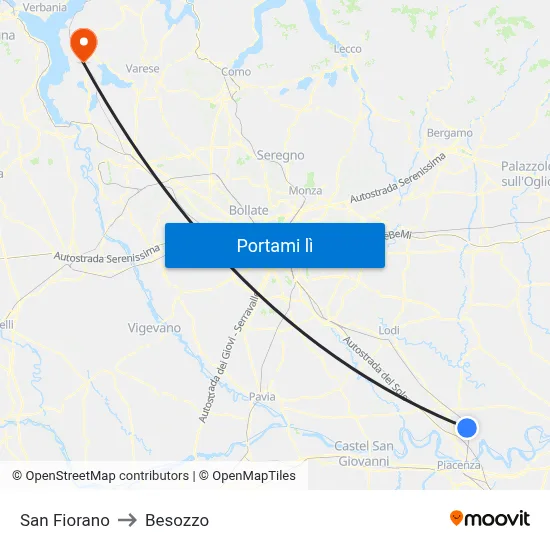 San Fiorano to Besozzo map
