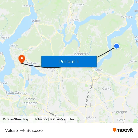 Veleso to Besozzo map