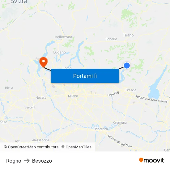 Rogno to Besozzo map