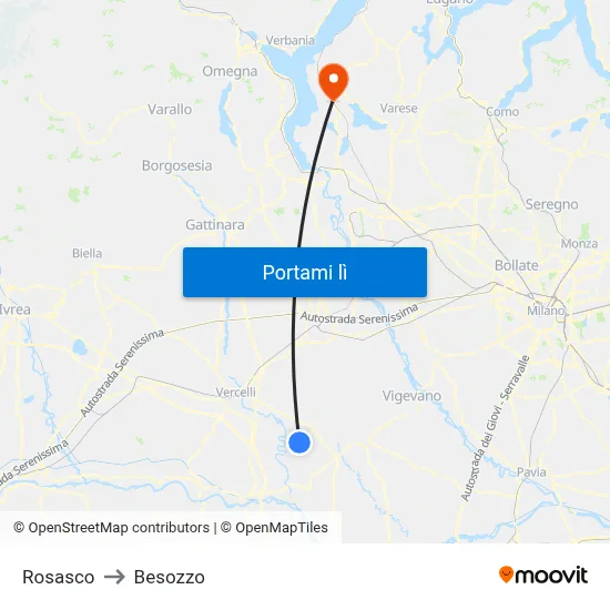 Rosasco to Besozzo map