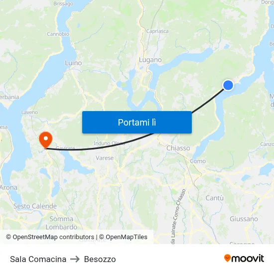 Sala Comacina to Besozzo map