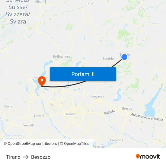 Tirano to Besozzo map