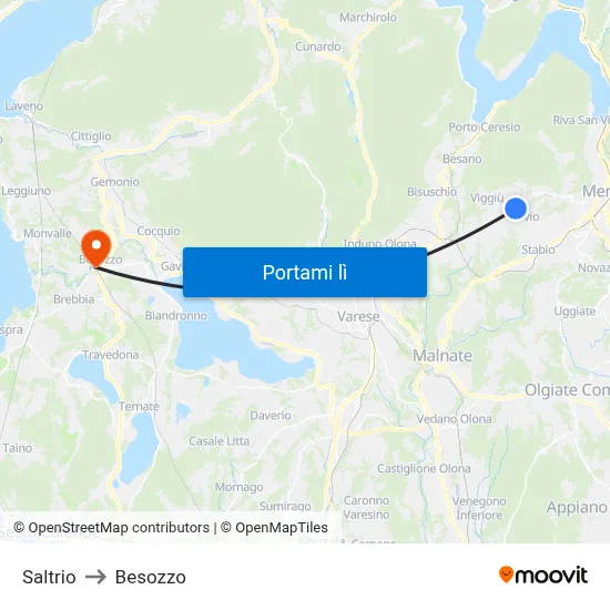 Saltrio to Besozzo map