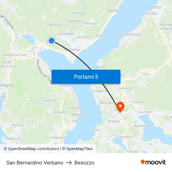 San Bernardino Verbano to Besozzo map