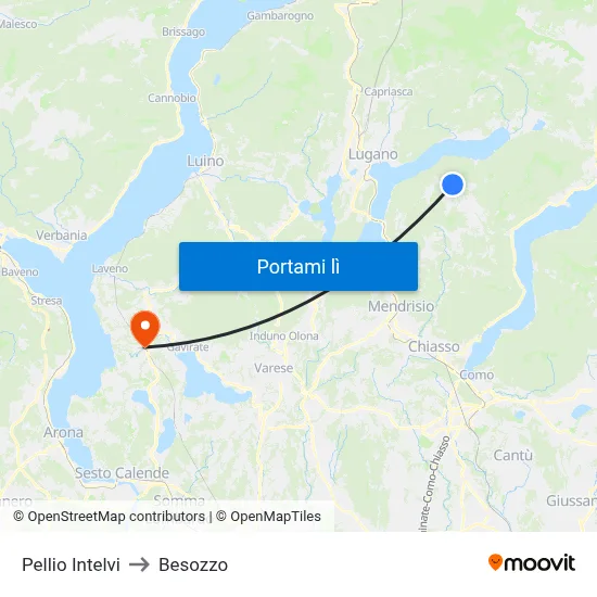 Pellio Intelvi to Besozzo map