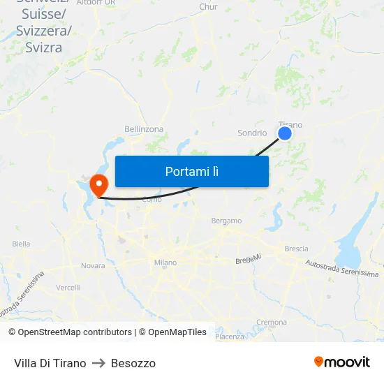 Villa Di Tirano to Besozzo map