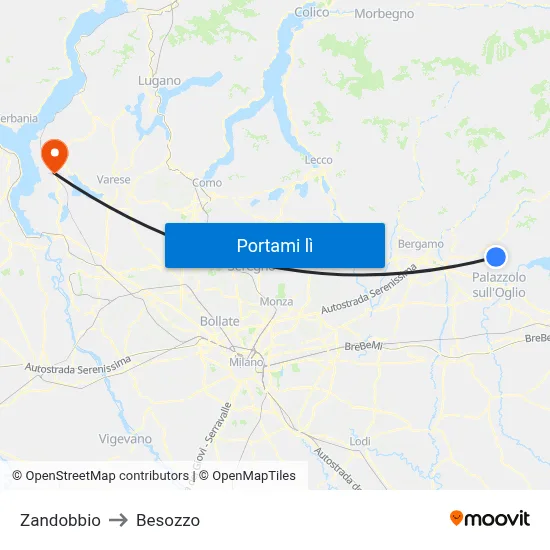 Zandobbio to Besozzo map