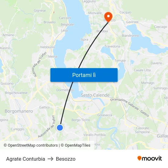 Agrate Conturbia to Besozzo map