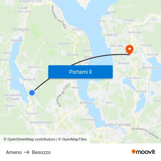 Ameno to Besozzo map