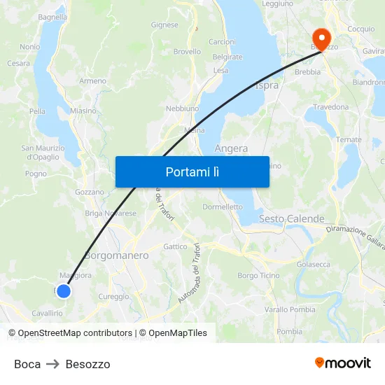 Boca to Besozzo map
