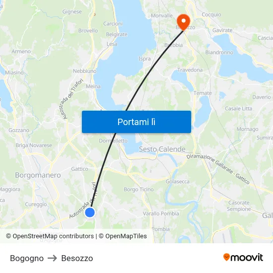 Bogogno to Besozzo map