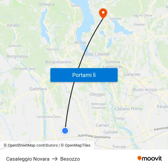 Casaleggio Novara to Besozzo map