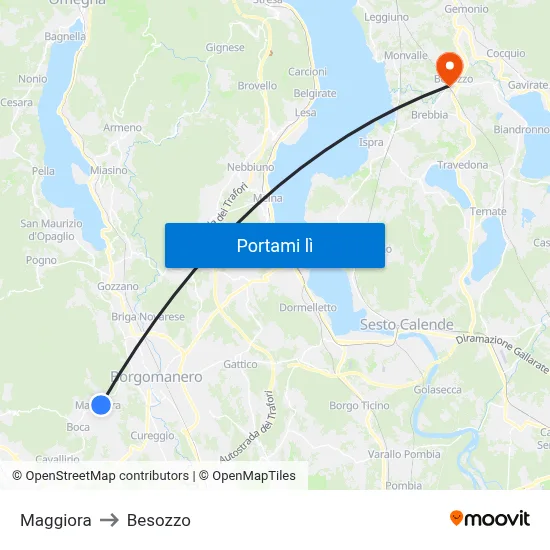 Maggiora to Besozzo map