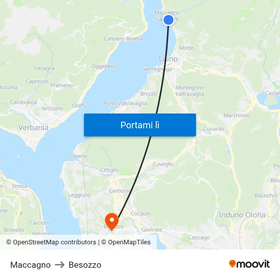 Maccagno to Besozzo map