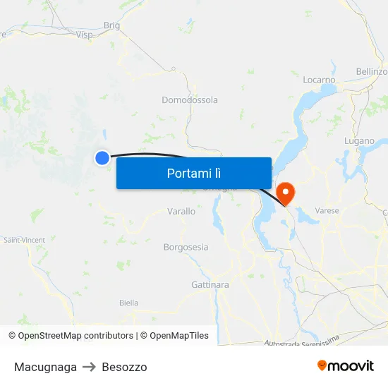 Macugnaga to Besozzo map