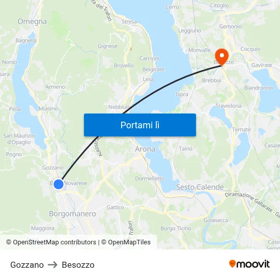 Gozzano to Besozzo map