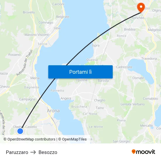 Paruzzaro to Besozzo map
