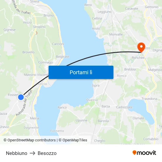Nebbiuno to Besozzo map