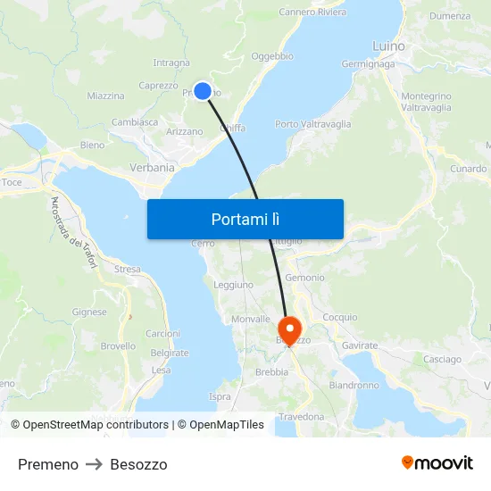 Premeno to Besozzo map