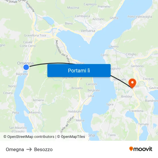 Omegna to Besozzo map
