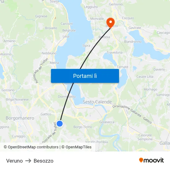 Veruno to Besozzo map
