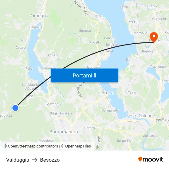 Valduggia to Besozzo map