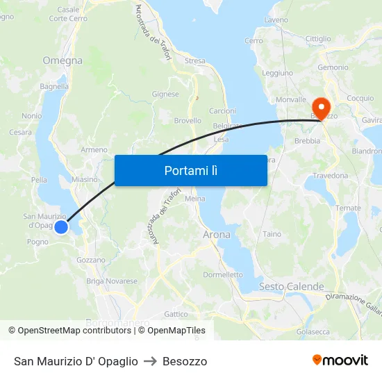 San Maurizio D' Opaglio to Besozzo map