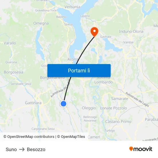 Suno to Besozzo map