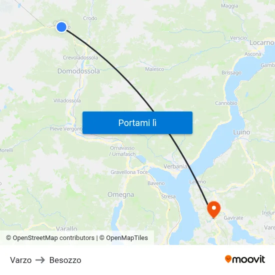 Varzo to Besozzo map