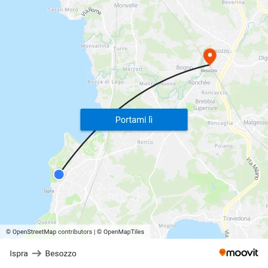Ispra to Besozzo map