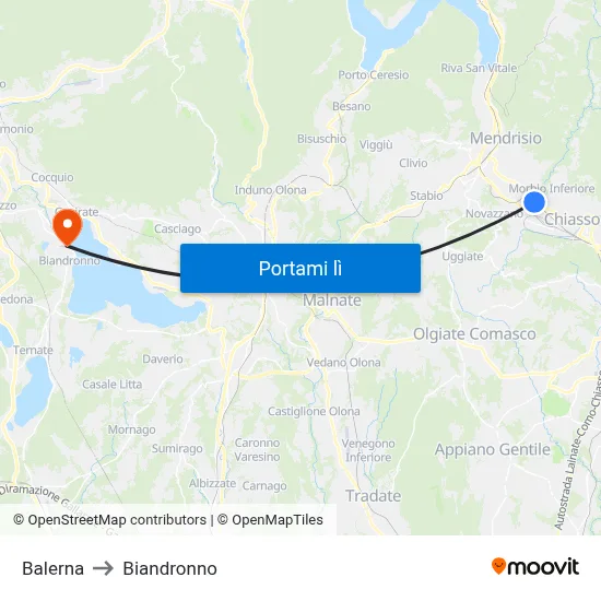 Balerna to Biandronno map