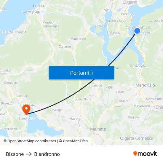 Bissone to Biandronno map