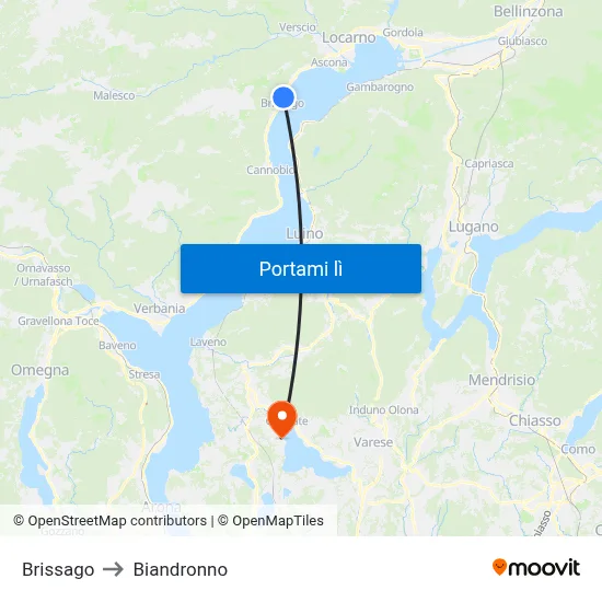 Brissago to Biandronno map