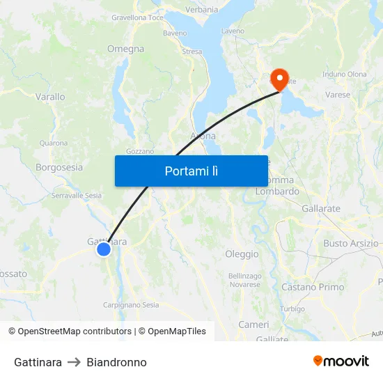 Gattinara to Biandronno map