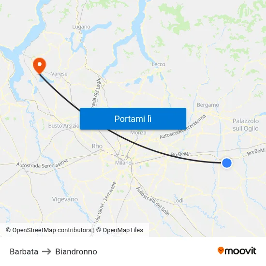 Barbata to Biandronno map