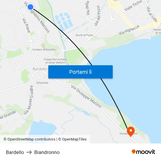 Bardello to Biandronno map