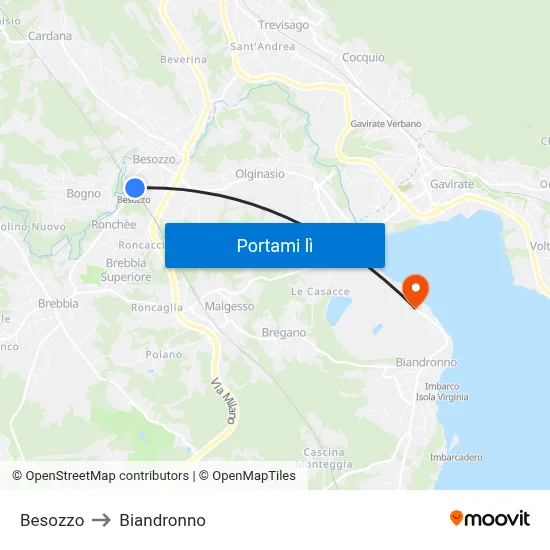 Besozzo to Biandronno map