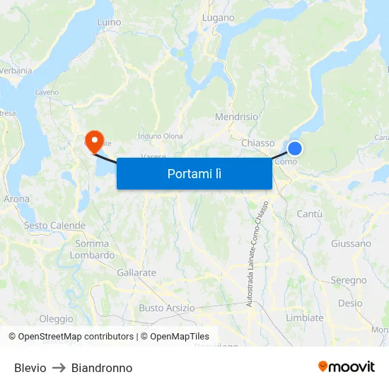 Blevio to Biandronno map