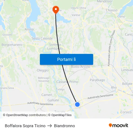 Boffalora Sopra Ticino to Biandronno map